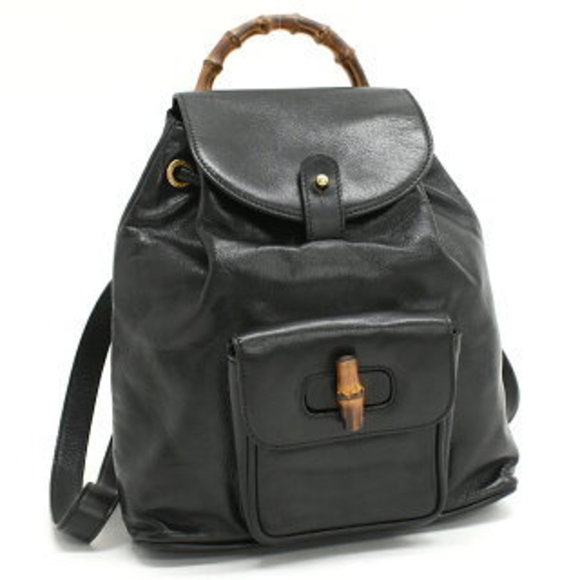 Gucci Bamboo Backpack Black Leather - Picture 1 of 8
